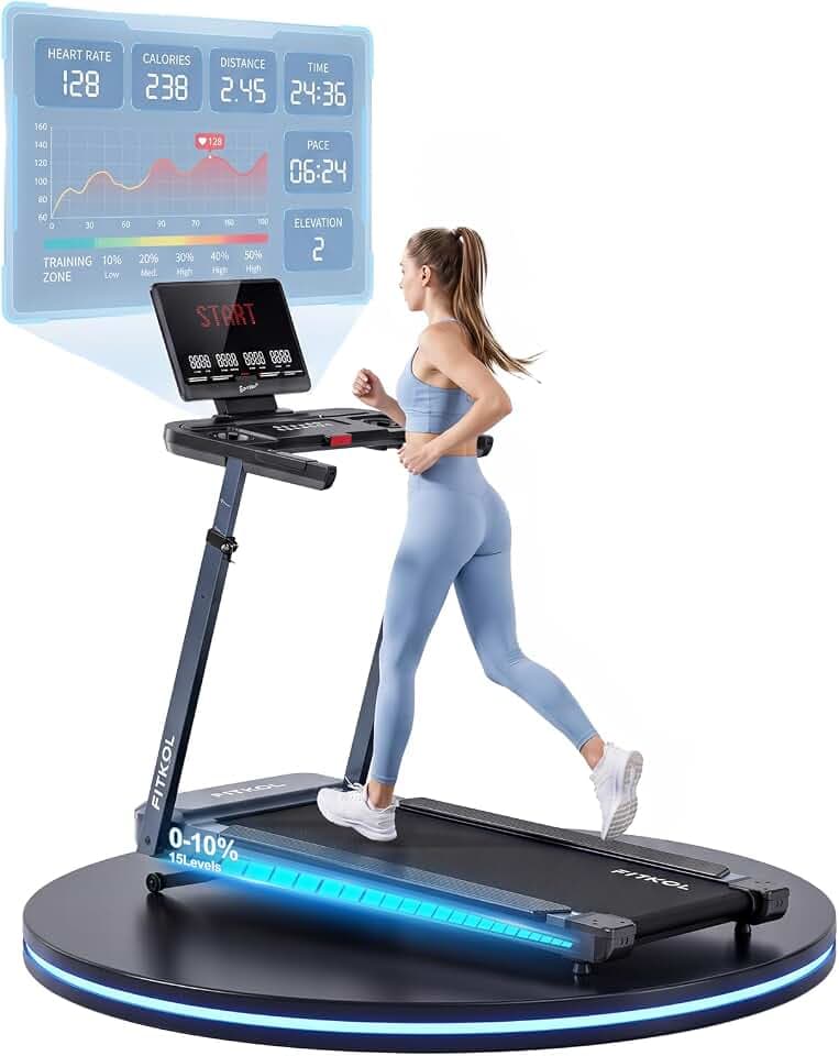Tapis de Course Adaptatif IA : Vitesse et Inclinaison Automatiques, Coach IA en Temps Réel, Contrôle Cardiaque Intelligent, Moteur 5,0 HP, Charge Max 200 kg, pour Débutants
