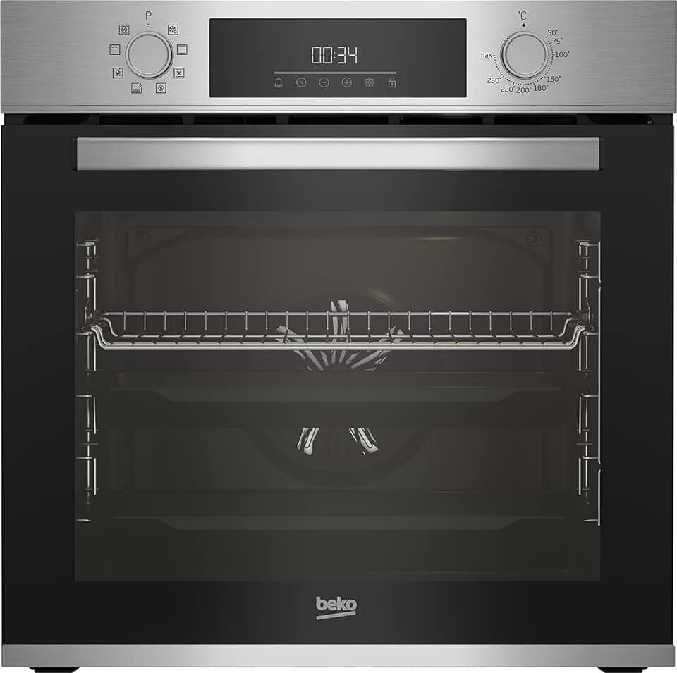 Beko BBIM12300XCE Four encastrable - 72L, 8 fonctions de cuisson, Écran LED, Porte robuste, Dimensions : H 59,5 x l 59,4 x P 56,7 cm, Noir, Classe A+