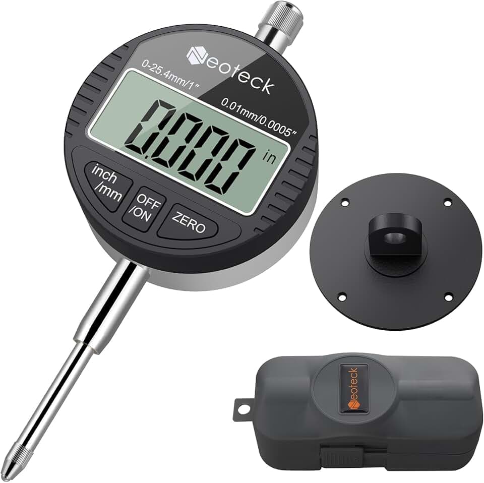 Neoteck DTI Comparateur Numérique 0-25.4mm/1'' Indicateur Numérique Electronique 0.01/.0005'' Comparateur de Précision pour Imprimante 3D, Banc de Scie Global Recycled Standard