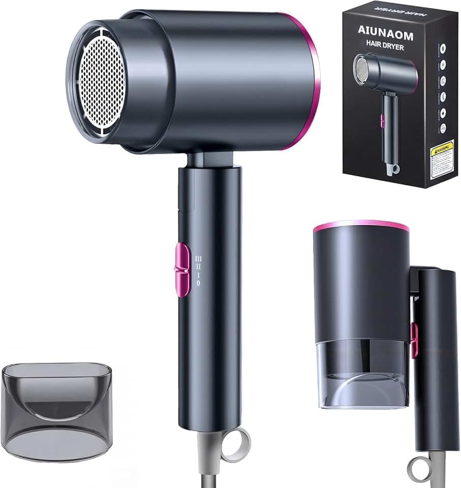 Seche cheveux de voyage pliable, 2000W seche cheveux professionnel à séchage rapide avec touches air chaud/froid, seche cheveux pliable pour maison et salon
