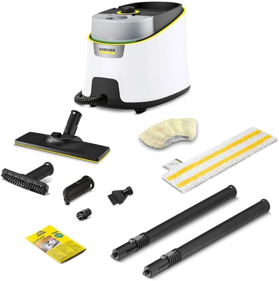 Kärcher Nettoyeur Vapeur SC 4 Deluxe, Pression Vapeur : 4 bar, Préchauffage : 3 min, Surface : 130 m², Réservoir : 0,5 l + 1,3 l, avec Kit de Nettoyage de sol EasyFix, Buses, Brosses, Bonnette