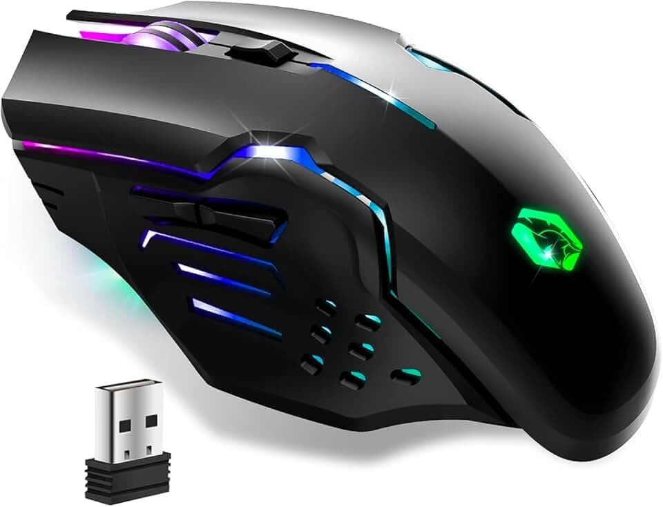 EMPIRE GAMING RF903 Souris Gamer Rechargeable sans Fil Wireless 2,4GHz - Rétroéclairage LED RGB - Ergonomique - 4800 DPI 500Hz - pour PlayStation, XboxOne/Series, PC et Mac - Noir
