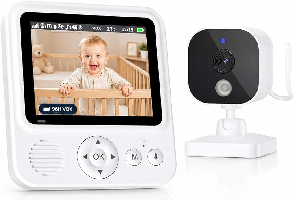 BURNNOVE Babyphone Caméra 2,8" 720P, VOX 96H, sans WiFi, Vision Nocturne | Détection Son et Mouvements, Audio Bidirectionnel, Connexion FHSS Privée, Écran IPS Portable, Température, Nuit et Sieste