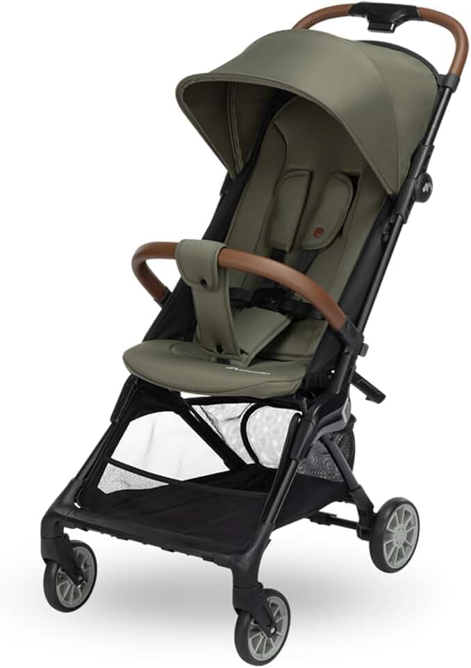 Bebeconfort Zephir, poussette bébé compacte, 0 à 4 ans (22 kg max.), poussette de voyage légère (4,5 kg), autorisée en bagage cabine, siège inclinable et position allongée, panier, Mineral Green