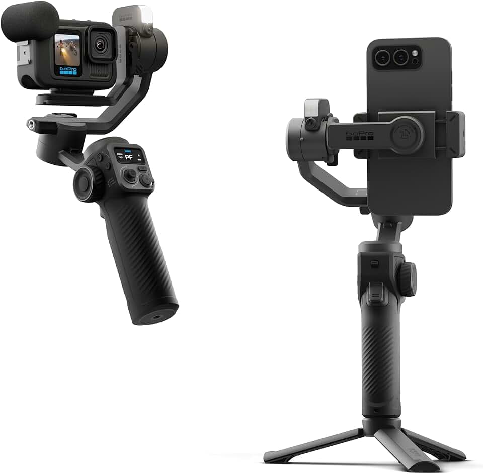 GoPro Fluid Pro AI - Stabilisateur 3 Axes pour caméras GoPro et Smartphones, Suivi du Sujet, éclairage, contrôle sans Fil de la caméra, Portable, vlogging, Rotation à 360°, Chargement de l'appareil