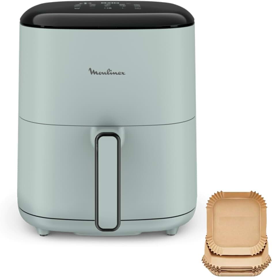 Moulinex - Easy Fry Pop air fryer - 10 programmes - 5 L - Eucalyptus | Friteuse sans huile mono tiroir pour 6 personnes - 10 programmes automatiques - Cuisson rapide et saine - Écran intuitif