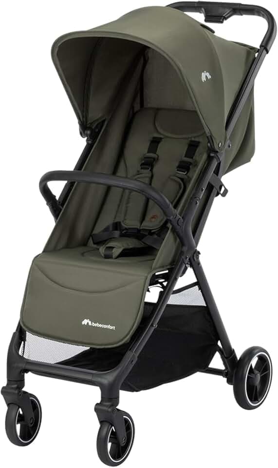 Bebeconfort Azur, Poussette Canne Compacte, 0-3 ans (15 kg), Poussette Bébé Légère, Pliage Automatique à Une Main, Inclinaison Jusqu'en Position Allongée, Panier Spacieux, Mineral Green