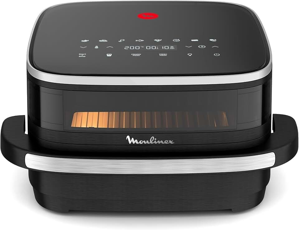 Moulinex Easy Fry XL Surface & Pizza 4L, Air fryer, Très grande surface de cuisson, Compact, Fenêtre de visualisation, Noir, AL4018F0