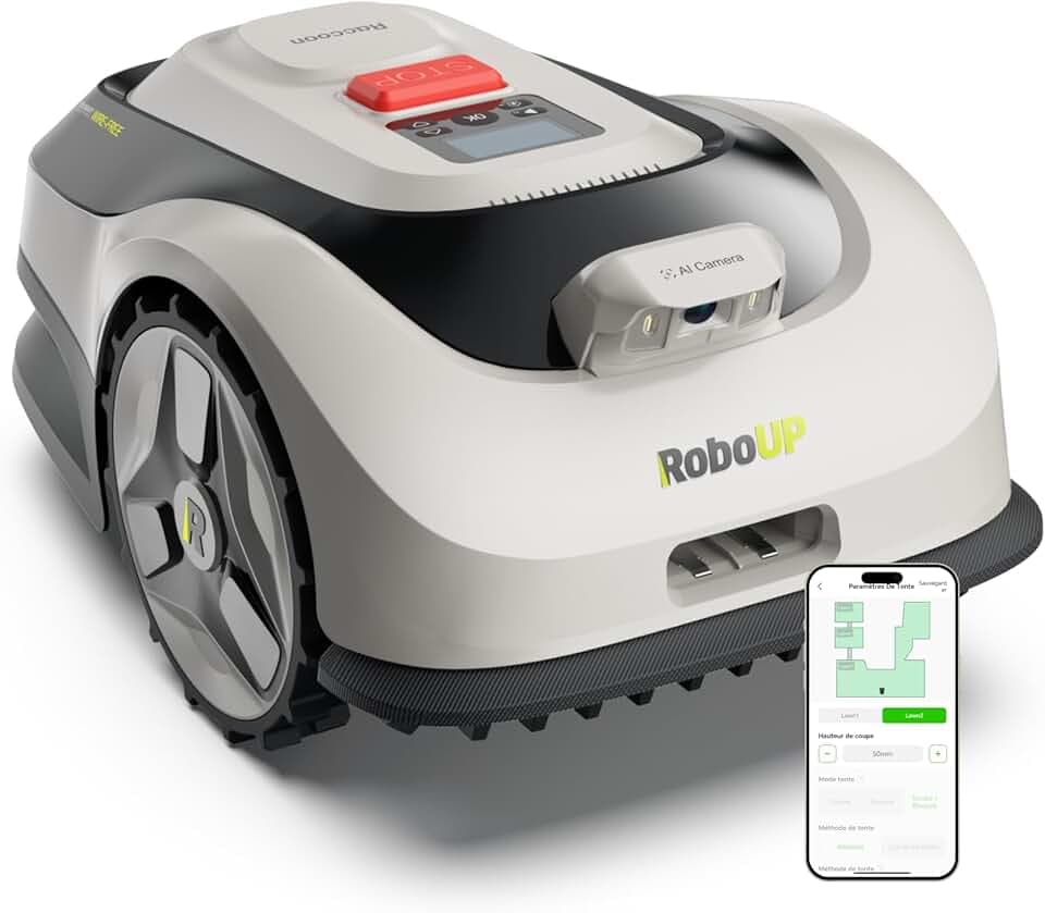 Raccoon 2 SE Robot Tondeuse-600m², Robot Tondeuse Intelligent sans RTK, Prêt à l'emploi, Tonte Parallèle de Carte Complète, 5Ah Recharge Rapide & 150mins Autonomie Longue, Tonte Efficace