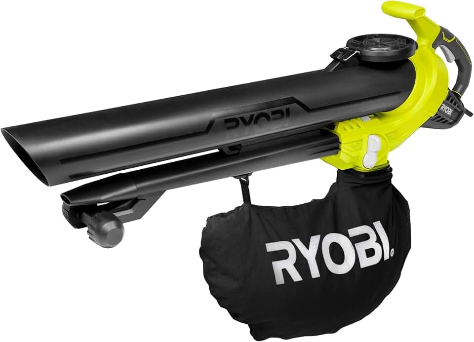 RYOBI - Aspirateur Souffleur Broyeur Filaire RBV3000CESV – Moteur 3000W, Vitesse Air 375 km/h, Sac 45L, Broyage 16:1 – Nettoyage Feuilles Efficace et Puissant