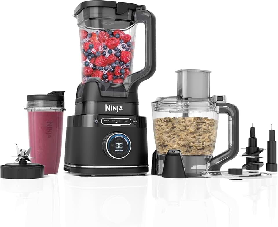 Ninja Detect Power Blender Processor Pro 3-en-1, mixeur 1200W TB401EU | bol à mélanger, lame malaxeur, gobelet individuel, récipient, pétrir, mixer, hacher et mélanger, noir