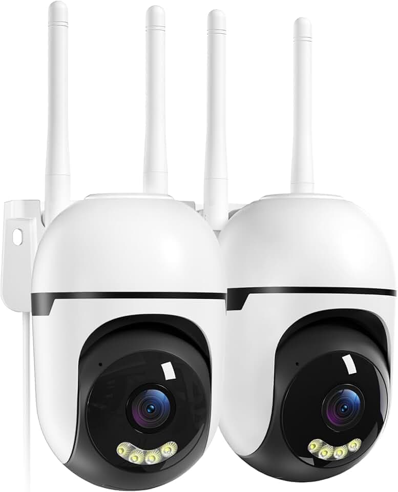 WESECUU 2K Caméra Surveillance WiFi Extérieure, Suivi Auto 360° Caméra IP Compatible avec 2.4Ghz/5Ghz, Vision Nocturne Couleur, Détection Humaine, Audio Bidirectionnel, Enregistrement 24H