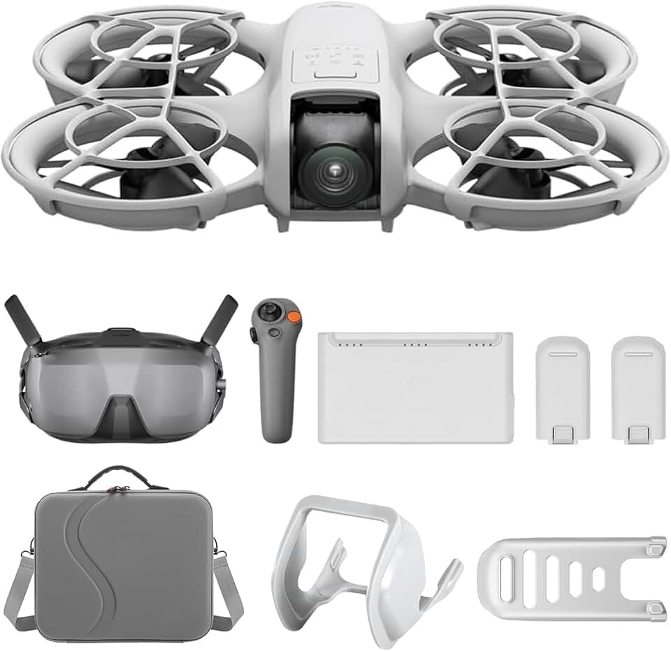 DJI Neo Motion Fly More Combo avec accessoires polyvalent, Mini Drone avec caméra 4K, drone autonome 135g, fonction follow me, démarrage manuel, suivi de scène ai avec RC - N3 et 3 batteries