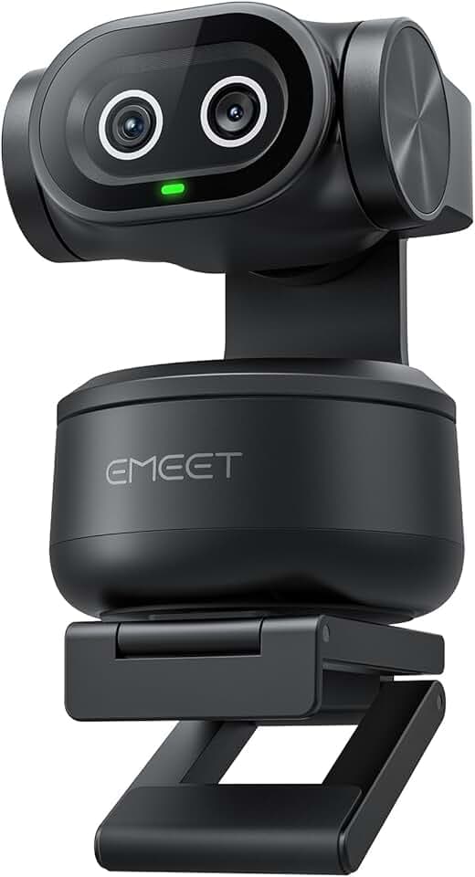 eMeet Caméra PTZ PIXY Double Caméra 4K Alimentée par IA, Suivi IA, Mise au Point Rapide de 0,2 s, avec Capteur Sony, 3 Microphones, Webcam 4K pour Le Streaming et Compatible avec OBS/Twitch/Switch 2
