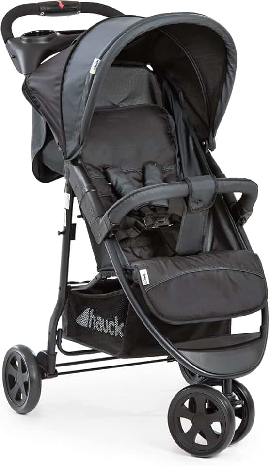 hauck Poussette Compacte 3 Roues Citi Neo II - Noir | Dès la naissance jusqu’à 22 kg I Pliable à une main, inclinable, légère 7,3 kg, inclus porte-gobelet, grand panier 3 kg