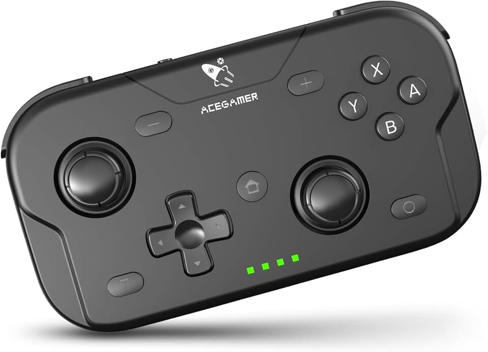 AceGamer Pocket Controller, Manette sans Fil pour Switch 2/Switch/PC/iOS/Android, Mini Manette de Jeu avec Turbo/capteur gyroscopique 6 Axes/réveil par Bouton Unique(Noir)