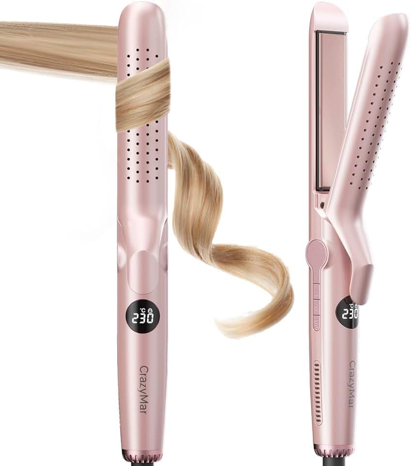 CrazyMar Lisseur à Air Froid et Boucleur Ionique 2-en-1 | 9 Températures (110℃-230℃) pour Cheveux Bouclés/Lisses, Appareil de Coiffure Maison et Voyage