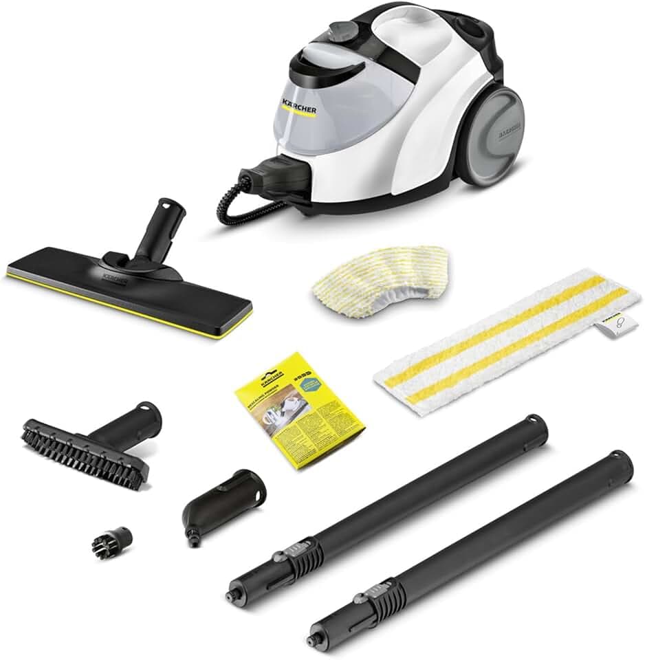 Kärcher Nettoyeur Vapeur SC 5 EasyFix Iron Plug, Blanc, Pression Vapeur : 4,2 bar, Préchauffage : 3 min, Surface : 150 m², Réservoir : 0,5 l + 1,5 l