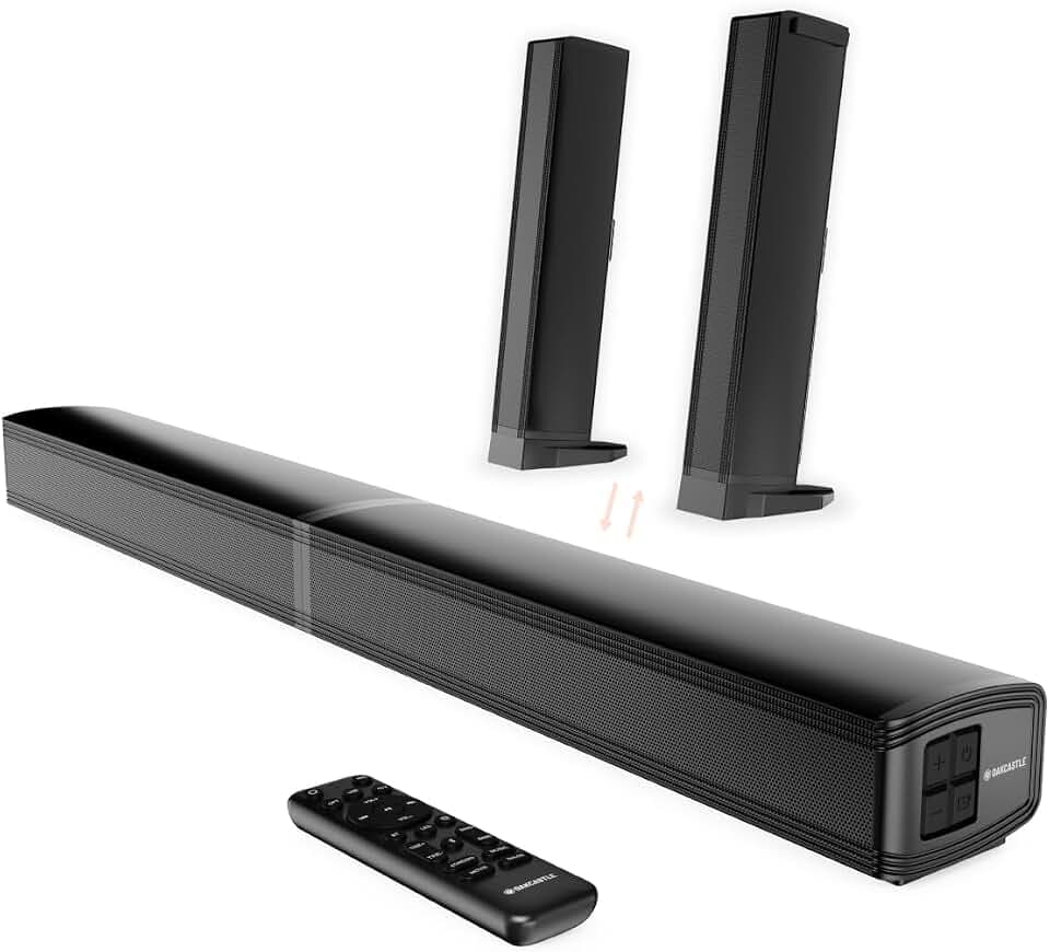 Oakcastle Barre De Son Home Cinema sans Fil, Enceinte pour Téléviseur SB80 | Barre de Son avec Caisson de Basses Bluetooth 5.1 | HDMI Arc, Optique, AUX, USB Soundbar | Haut Parleurs TV | Support Mural