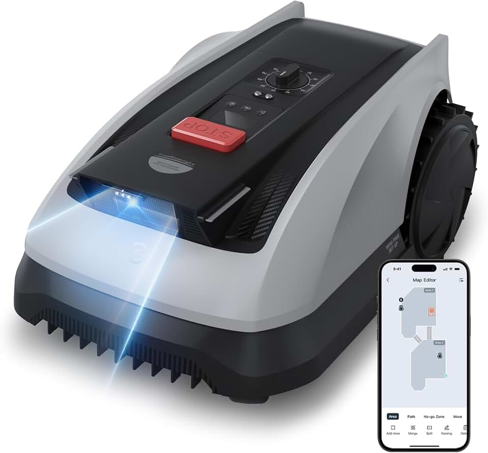 ECOVACS Goat O600 RTK Robot Tondeuse sans Fil，600 m²，Care Kit | Navigation RTK + Vision, Cartographie Automatique, Évitement D’obstacles Par IA, Pente Jusqu’à 45 % Et Contrôle Via App