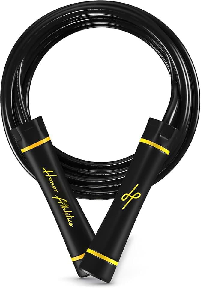 Honor Athletics - Corde à sauter lourde de 0,5 kg pour entraînement de haute intensité et de force – Corde réglable en PVC de 3 m avec poignée ergonomique, roulement à billes, idéale pour la boxe, le