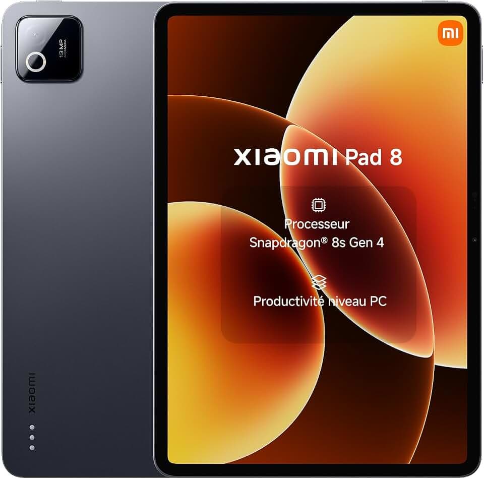 XIAOMI Pad 8 Tablette 11.2'' 8＋256 Go Snapdragon® 8s Gen 4 - Gris | Écran 3,2K 144Hz clair, batterie 9200mAh(typ) durable, HyperAI, 3 ans de garantie, chargeur non fourni