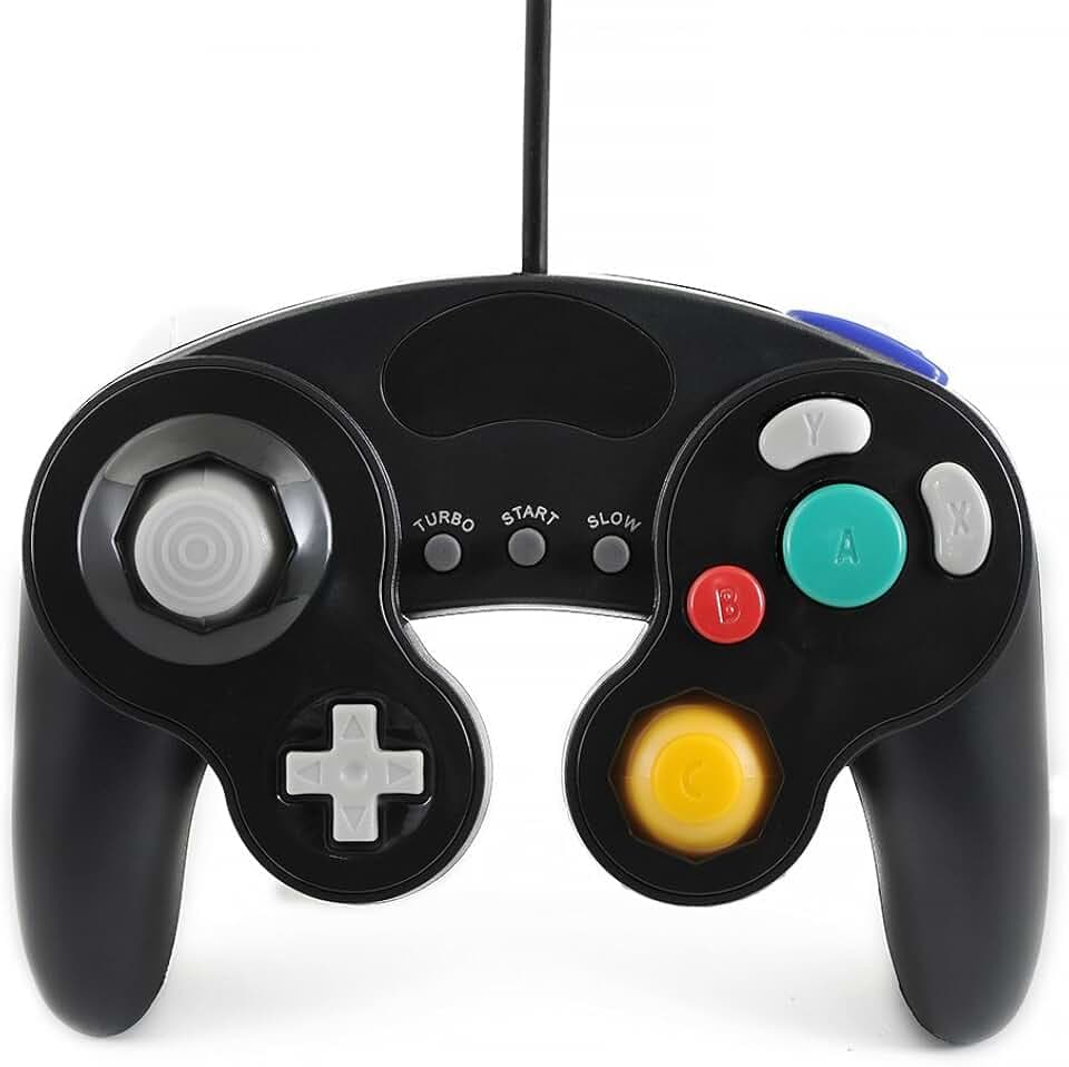 QUMOX Joypad Gamepad Noir Filaire Classique pour ND GC & Wii (Fonction Lente Turbo)