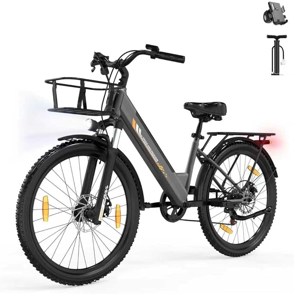 Vélo Électrique, Autonomie 80km, 26" vélo électrique Adulte, Assistance 25 km/h, Moteur 250W, Batterie Amovible 36V 13Ah, E-Bike, vélo électrique Femme Homme
