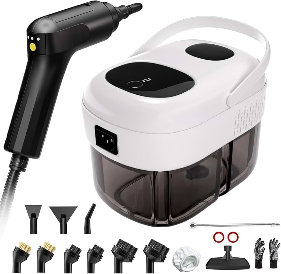 Nettoyeur Vapeur, Nettoyeur Vapeur Portable, Chauffe Rapide en 15s, 3 Niveaux de Réglage, 1,4L Steam Cleaner, Nettoyeur Vapeur Haute Pression Pour Maison, Cuisine, Salle de Bain, Auto, Sols, Meubles