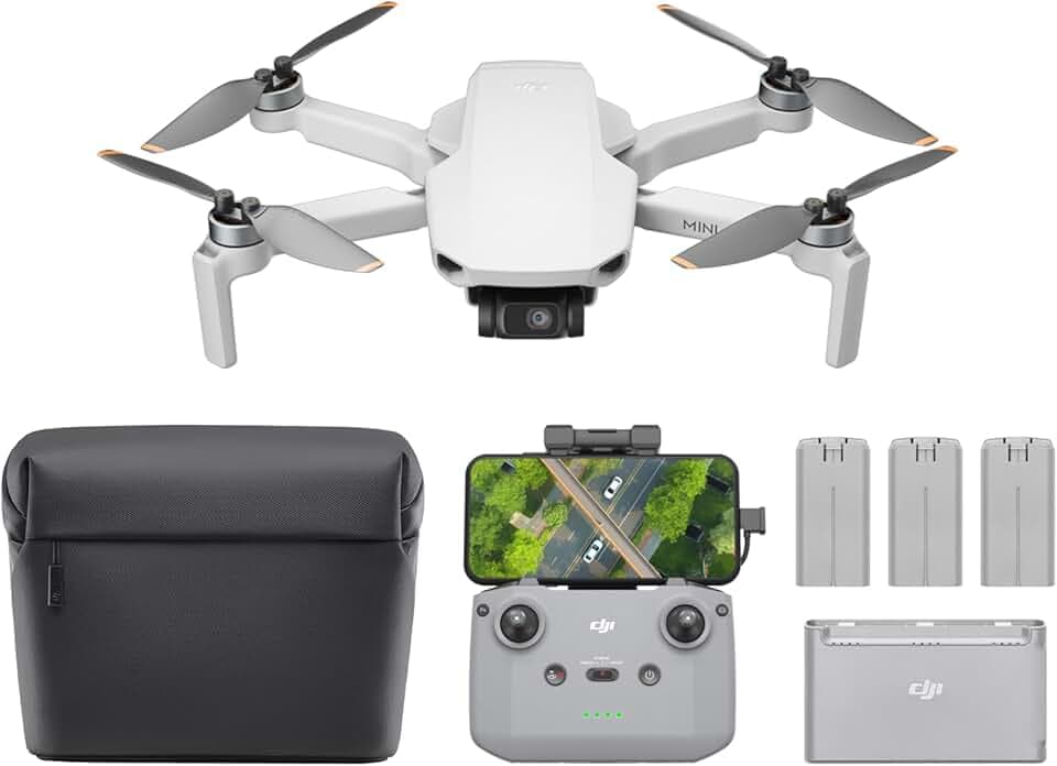 Bundle Fly More DJI Mini 4K, trois batteries, moins de 249 g | Drone Caméra 4K UHD pour Adultes, Nacelle à 3 Axes, Transmission Vidéo sur 10 km, Retour Auto, Temps de vol de 93 min