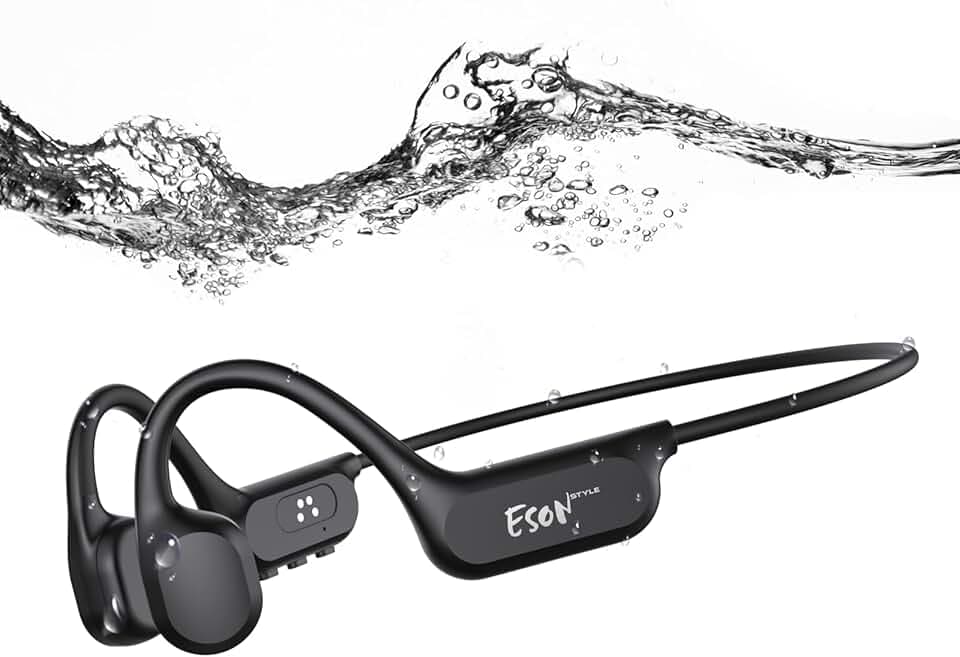 esonstyle Casque Conduction Osseuse Natation Bluetooth 6.0,Casque Étanche IP68,Ecouteur Waterproof Natation Écouteurs Ouverts sous l'eau avec MP3 8G pour Course à Pied, Cyclisme, Sport