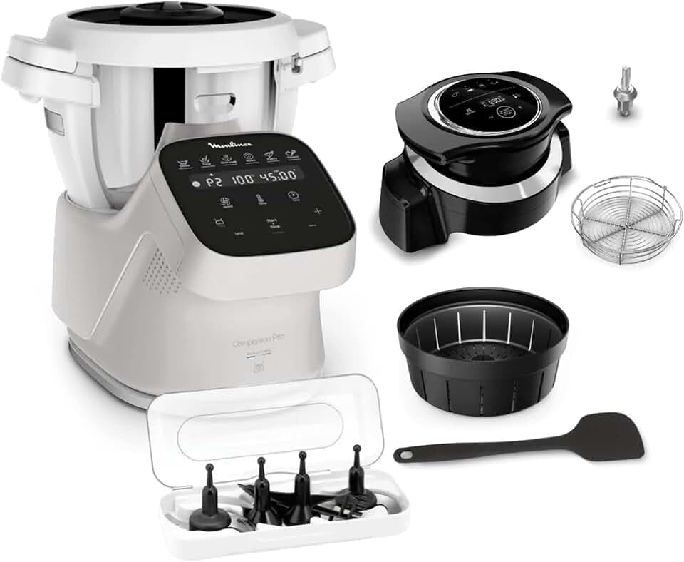 Moulinex Companion Pro avec extension air fryer, Robot cuiseur, Balance intégrée, Capacité XL, YY5828FG, Nube