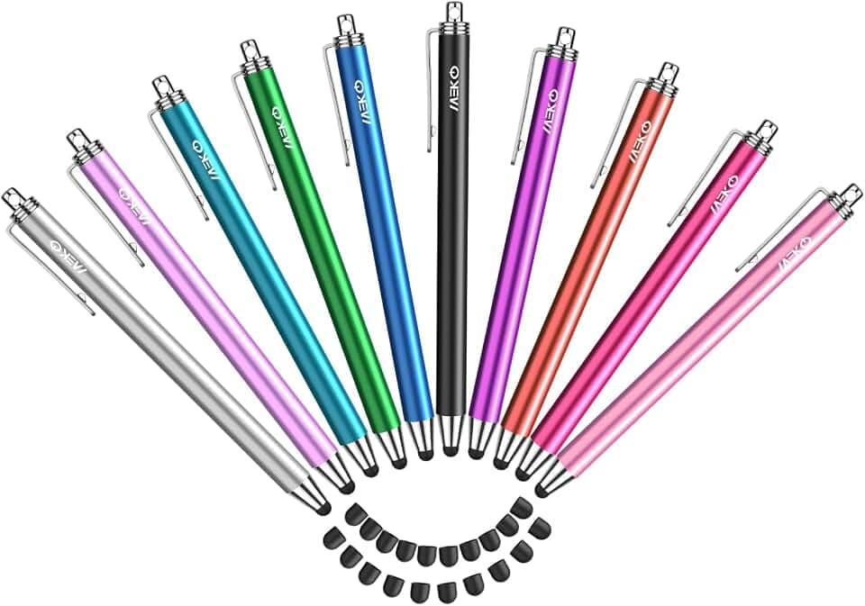 Stylet Tablette [Pack de 10] MEKO Stylets Tactile avec 20 Embouts de Rechange de 6mm, Stylets pour All Tablettes/Smartphones/iPad/iPhone/Samsung/Xiaomi/Android/iOS