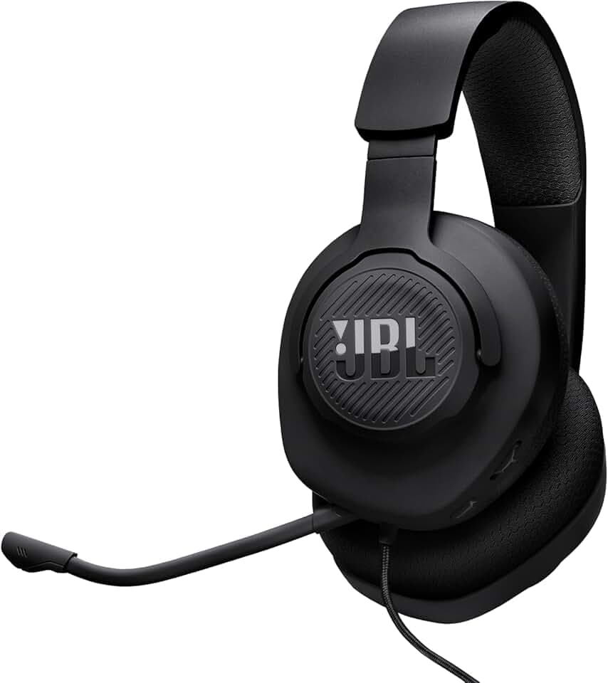 JBL Quantum 100M2 Casque gaming filaire circum-auriculaire avec microphone amovible, son JBL QuantumSOUND Signature, câble jack 3,5mm, compatible avec de nombreuses plate-formes, fonction mute, noir