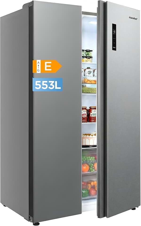 Comfee' 553L Frigo Américain, Frigo Congelateur Combiné, No Frost, Blanc [Classe énergétique E] | 347 L Pour Le Réfrigérateur, 206 L Pour Le Congélateur, Double Porte, Sans Givre, Spacieux Pour La Famille