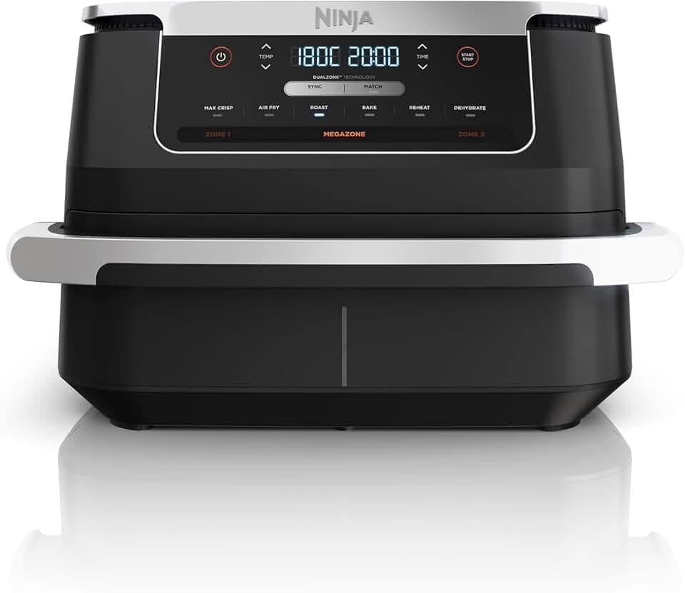 Ninja FlexDrawer Friteuse sans huile, Air Fryer à double bac 6,6L AF550EU | compartiment 6,6L, appareil de cuisine multifonction 6-en-1, modes Air Fry/Roast/Bake, compatible lave-vaisselle, noir
