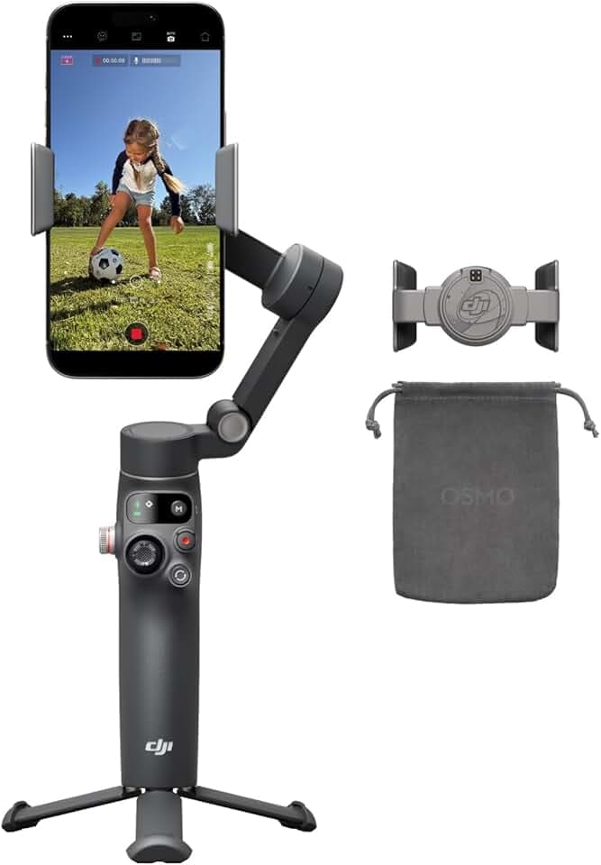 Bundle Standard DJI Osmo Mobile 8, nacelle stabilisatrice pour Smartphone | Suivi natif, rotation panoramique à 360°, barre d’extension et trépied intégrés, batterie 10 h, stabilisation à 3 axes