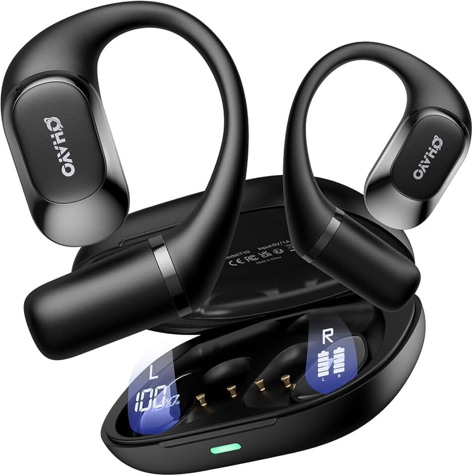 OHAYO Ecouteurs Sport, Écouteur sans Fil Sport avec 4 ENC Mic, Écouteur Bluetooth 5.4, IPX7 Étanche Oreillette Bluetooth Running, Faire du vélo, 40H d'autonomie, Basses Profondes, USB-C Charge Rapide