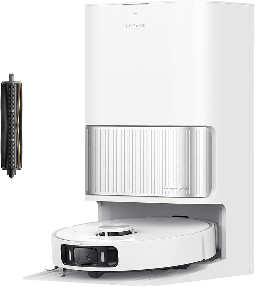dreame L40 Ultra AE Robot Aspirateur et Serpillière Autonome, 19 000 Pa Aspiration Puissante, Nettoyage Sec-Humide, Dock Tout-en-1 Vidange Automatique, 2 Brosses Incluses