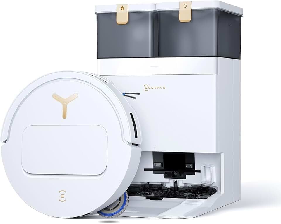 ECOVACS DEEBOT T50 Pro Omni Gen3 Robot Aspirateur Laveur 25000Pa 81mm AIVI | ZeroTangle 3.0, lavage 75°C séchage 45°C, station OMNI vidage auto, ajout solution, détection IA, navigation 3D précise Blanc