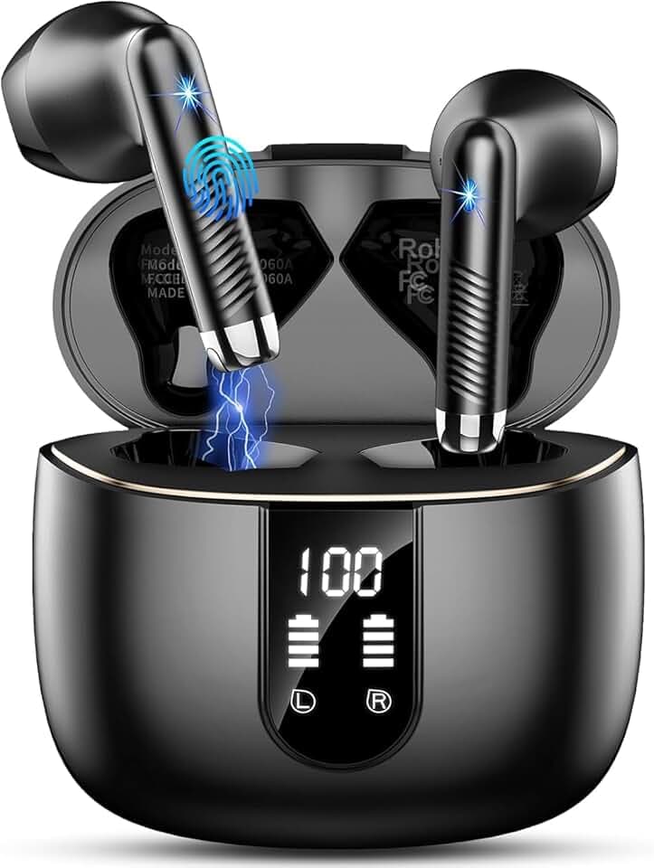 Drsaec Ecouteurs Bluetooth sans Fil 2026 avec APP, Écouteurs Bluetooth 5.4 Écouteurs sans Fil avec 4 ENC Réduction de Bruit Mic, IP7 Étanches Oreillette Bluetooth 56H Stéréo USB-C pour iOS/Android