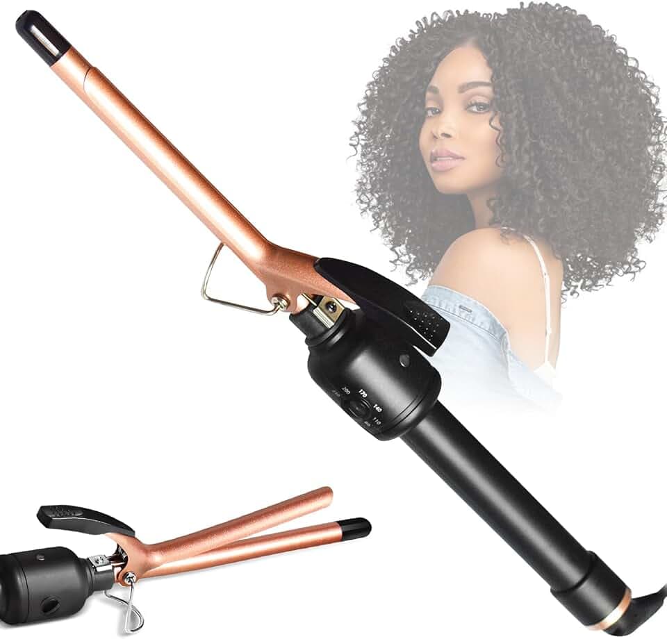 Fer à Friser Fin, Fer à Boucler Ultra-fin 9mm en Céramique avec La Température Réglable (80 ℃ -230 ℃), Petites Boucleur, Pince à Frisere, Pour Les Cheveux Courts Moyens Longs