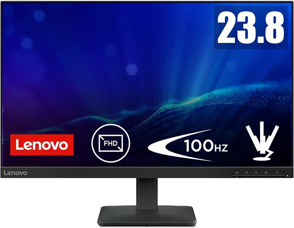 Lenovo L24-4e - Écran 23.8'' FHD (IPS, 100 Hz, 4 ms, HDMI+VGA, Cable HDMI) - Noir