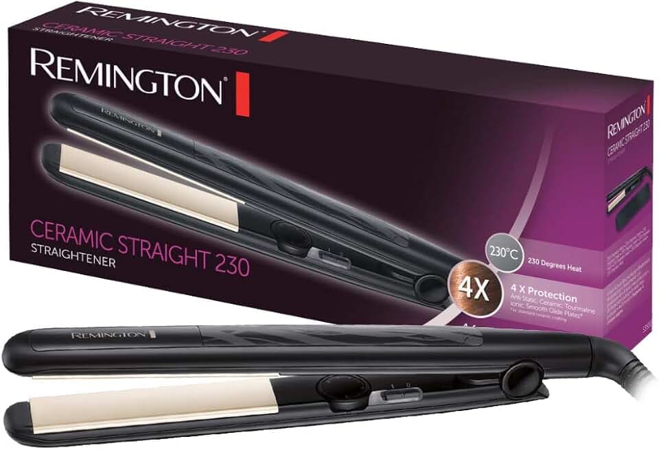 Remington Lisseur Cheveux [4X protection] Ceramic Straight (Revêtement Céramique Tourmaline Antistatique & Glisse facile, chaleur homogène & Brillance) Fer à Lisser S3500