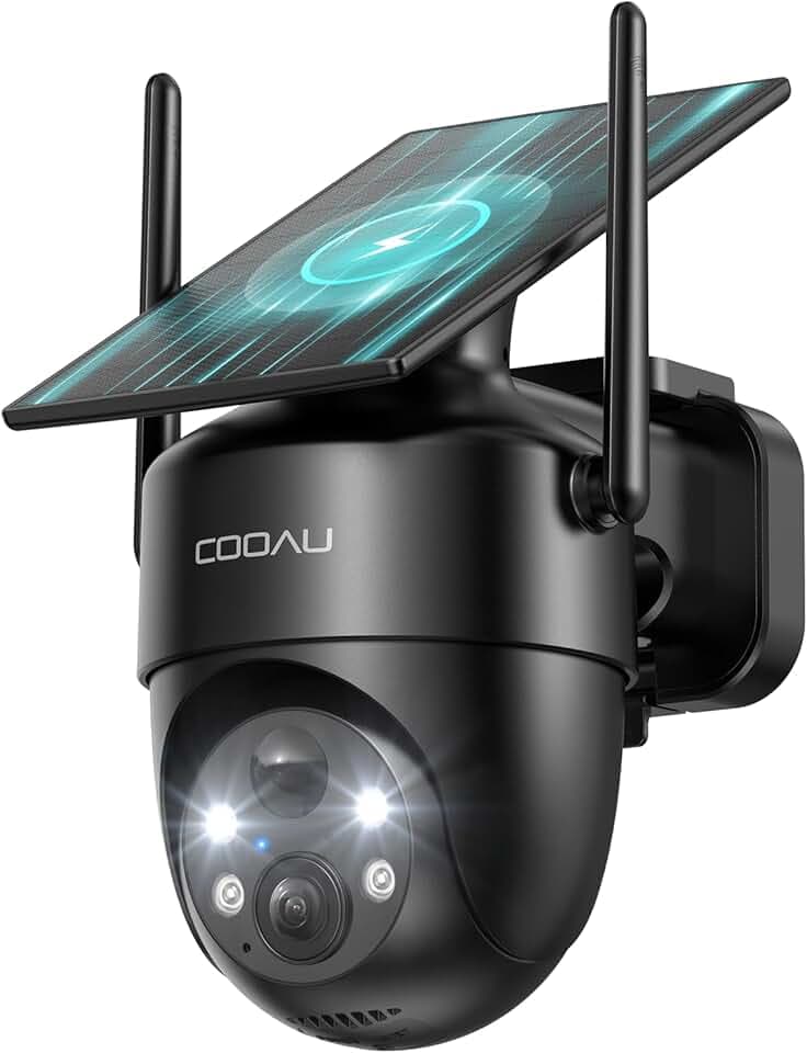 COOAU 2K Camera Surveillance WiFi Exterieure sans Fil | Caméra Solaire 3MP 360° PTZ, Wi-FI 6, Détection PIR Intelligente, Alarme Anti-Intrusion, Installation Facile, Recharge Basse Luminosité, IP66