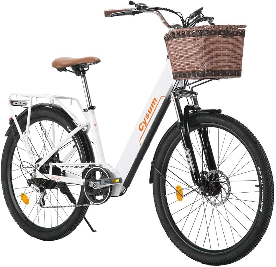 cysum Cityrun Vélo électrique, City E-Bike Femme et Homme, 26 Pouces Pedal Assist vélo électrique, Batterie 36 V 10 Ah, autonomie 80 km, Moteur 250 W, Max 25 km/h