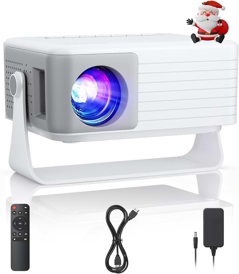 Mini Projecteur Video, AKIYO O1 Videoprojecteur 1080P Full HD Supportée, 15000 Lumens, Auto Keystone Zoom 50%, Retroprojecteur 2026 Upgraded Rotabile 360°, Compatible HDMI USB iOS Android TF TV Stick