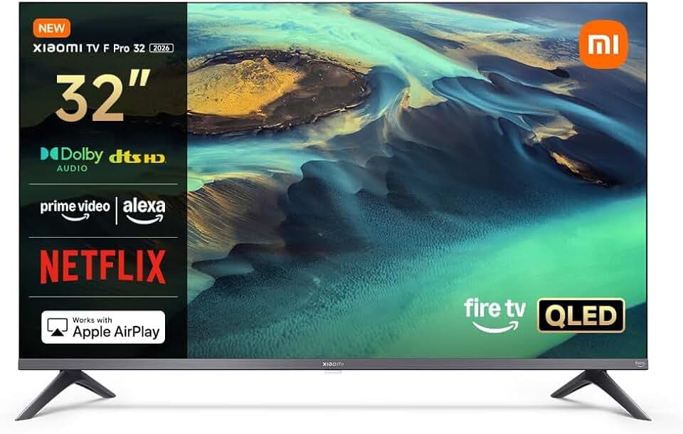 XIAOMI TV F Pro 32, 81 cm (32 Pouces), QLED, Smart TV, Fire OS7, Contrôle Vocal Alexa, Dolby Audio™, DTS Virtual:X, DTS-HD, Compatible avec Apple AirPlay