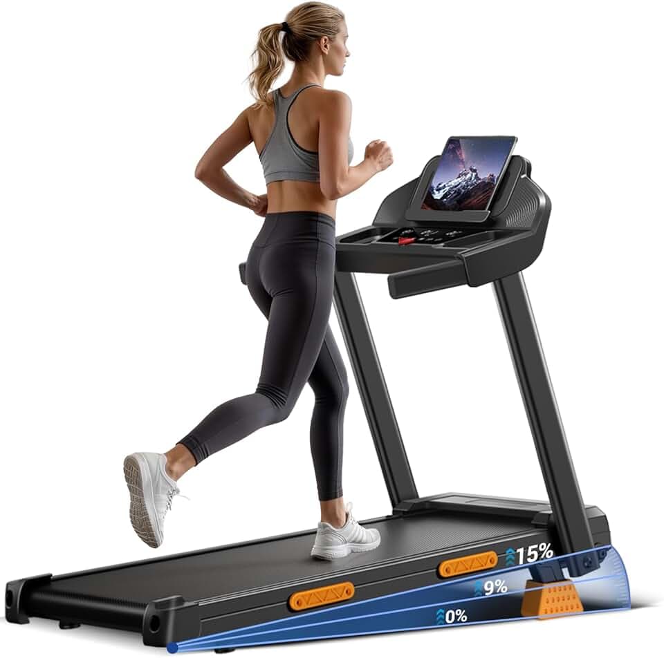 LONTEK Tapis de Course Pliable Inclinable 15% | Tapis de Marche Inclinable 12KM/H,Treadmill Home avec Moteur 3,0 CV et Affichage LED, Charge Max. 136KG