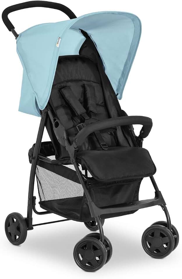 hauck Poussette Compacte Ultra Légère 5,9 kg Pliage Rapide, Sport Blue | Position allongée dès la naissance jusqu’à 15 kg, rangement peu encombrant, roues en plastique anti-crevaison, panier XL
